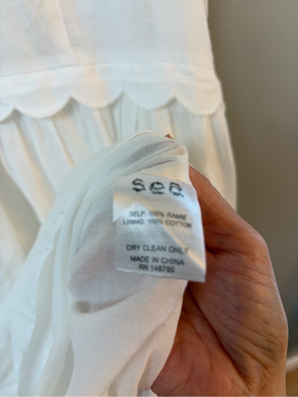 Sea New York White Scallop-Trim Tiered Mini Dress - Picture 4 of 4